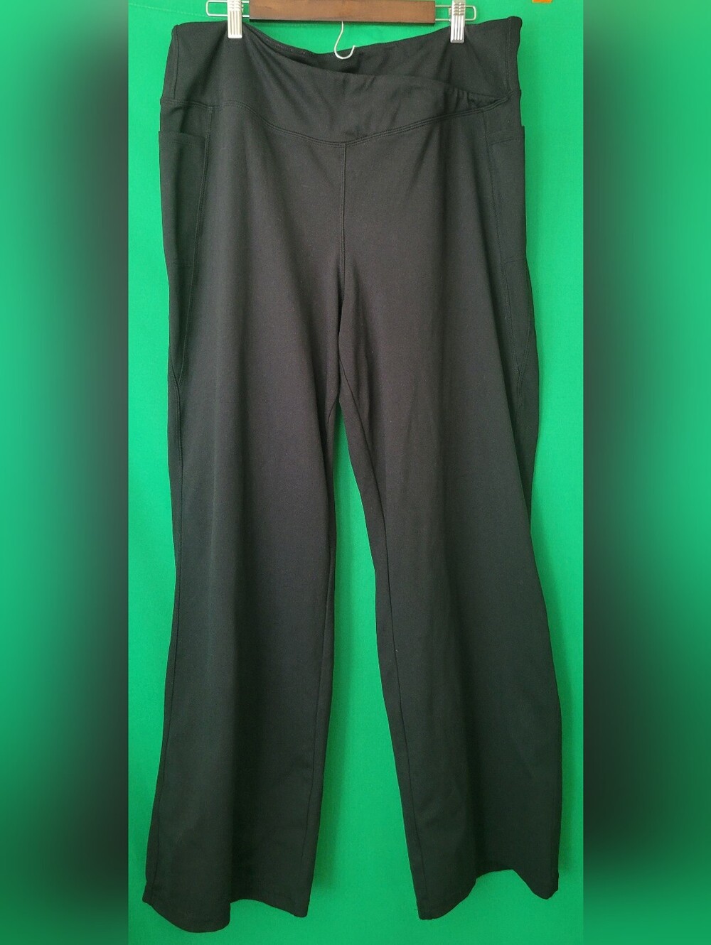Jockey Black Wide-Leg Ponte Pant Pocket Yoga Exercise Active Plus Sz 3x Stretchy
